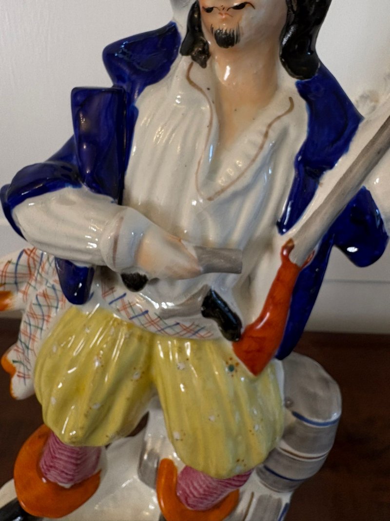 Large Antique Victorian Quality Staffordshire Flatback Figure of Will Watch Smuggler - Image 9